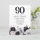 Invitation Fête d'anniversaire florale élégante 90 ans (Debout devant)