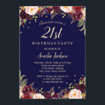 Invitation Fête d'anniversaire florale élégante de marine de<br><div class="desc">Invitations plus assez florales d'anniversaire dans le petit magasin de Bayleigh !</div>