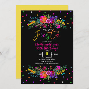 Invitation Fête d'Anniversaire Florale et Noire