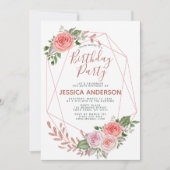 Invitation Fête d'anniversaire florale géométrique de parties (Devant)