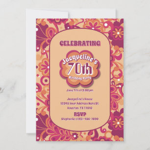 Invitation Fête d'anniversaire florale groovy psychédélique d