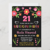 Invitation Fête d'anniversaire Florale mexicaine (Devant)
