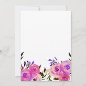 Invitation Fête d'anniversaire florale moderne rose et violet (Dos)
