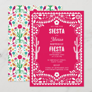 Invitation Fête d'anniversaire florale traditionnelle mexicai
