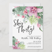 Invitation Fête d'anniversaire Florale Tropicale (Devant)