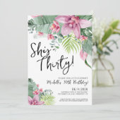 Invitation Fête d'anniversaire Florale Tropicale (Debout devant)