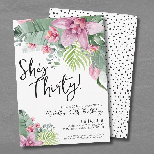 Invitation Fête d'anniversaire Florale Tropicale