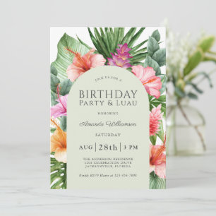 Invitation Fête d'anniversaire florale tropicale luxuriante e