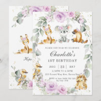 Fête d'anniversaire florale violette avec des anim