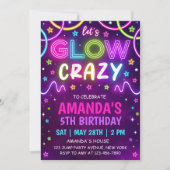 Invitation Fête d'anniversaire folle Neon Glow (Devant)