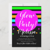 Invitation Fête d'anniversaire folle néon lumineux dans le no (Devant)