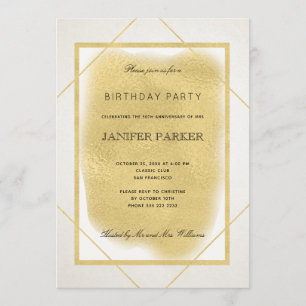 Invitation Fête d'anniversaire formelle encadrée de faux or e
