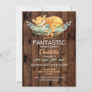 Invitation Fête d'anniversaire Fox Girls Boys Boys Fantastiqu