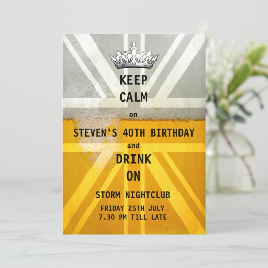Invitation Fête d'anniversaire fraîche froide de bière de (Debout devant)