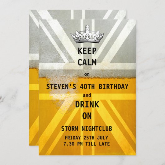 Invitation Fête d'anniversaire fraîche froide de bière de (Devant / Derrière)