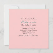 Invitation fête d'anniversaire française d'Antoinette de (Dos)