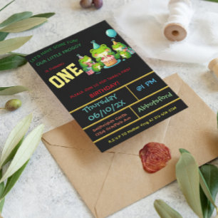 Invitation Fête d'anniversaire Froggy foncée - 1 an!