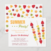 Invitation Fête d'anniversaire fruitée tropicale d'été (Devant / Derrière)