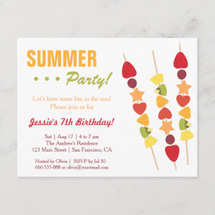 Invitation Fête d'anniversaire fruitée tropicale d'été