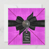 Invitation Fête d'anniversaire Fuchsia Hot rose Black Womans (Devant)