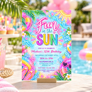 Invitation Fête d'anniversaire Fun in the Sun Néon Tropical P