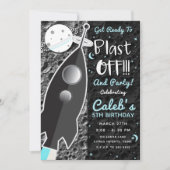 INVITATION FÊTE D'ANNIVERSAIRE FUSÉE SPATIALE POUR ALLER SUR (Devant)