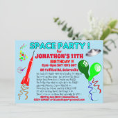 Invitation Fête d'anniversaire fusée spatiale SPACE (Debout devant)