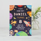 Invitation Fête d'anniversaire Galaxie Colorée (Debout devant)