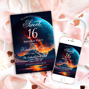Invitation Fête d'anniversaire Galaxy Sweet Sixteen