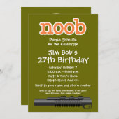 Invitation Fête d'anniversaire - Gamer drôle de Noob (Devant / Derrière)