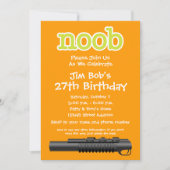 Invitation Fête d'anniversaire - Gamer drôle de Noob (Devant)