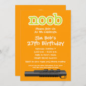 Invitation Fête d'anniversaire - Gamer drôle de Noob (Devant / Derrière)