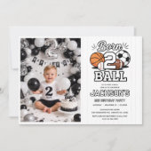 Invitation Fête d'anniversaire garçon 2 ans thème Born 2 Ball (Devant)