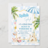 Invitation Fête d'anniversaire garçon bleu Groovy Beach Party (Devant)