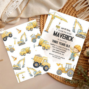 Invitation Fête d'anniversaire garçon construction camion ben