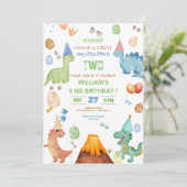 Invitation Fête d'anniversaire garçon Dinosaure Pata Boom Raw (Debout devant)