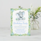 Invitation Fête d'anniversaire garçon éléphant tout numéro (Debout devant)