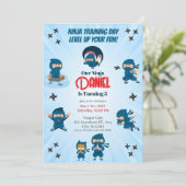 Invitation Fête d'anniversaire garçon Escouade Ninja Bleu Mig (Debout devant)