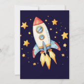 Invitation Fête d'anniversaire garçon fusée spatiale moderne (Dos)