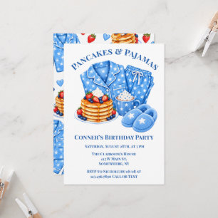 Invitation Fête d'anniversaire garçon Gaufres et Pyjamas