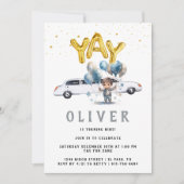 Invitation Fête d'anniversaire garçon | Limo blanche (Devant)