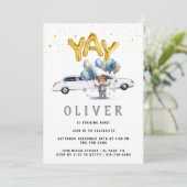 Invitation Fête d'anniversaire garçon | Limo blanche (Debout devant)