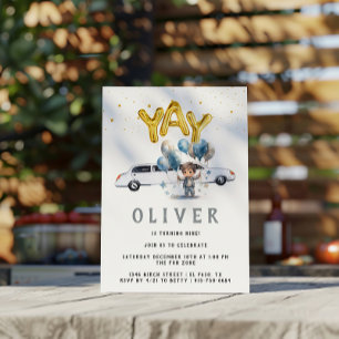 Invitation Fête d'anniversaire garçon   Limo blanche