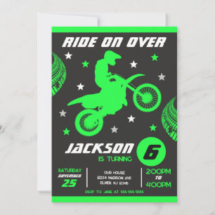 Invitation Fête d'anniversaire garcon moto cross moto 