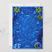 Invitation Fête d'anniversaire garçon Neon Pool Party (Dos)