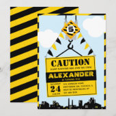 Invitation Fête d'anniversaire garçon panneau de signalisatio (Devant / Derrière)