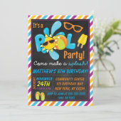 Invitation Fête d'anniversaire garçon piscine (Debout devant)