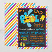 Invitation Fête d'anniversaire garçon piscine (Devant / Derrière)