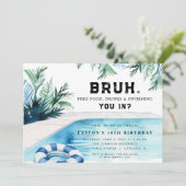 Invitation Fête d'anniversaire garçon piscine (Debout devant)