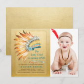Invitation Fête d'anniversaire garçons Boho Tribal (Devant / Derrière)